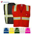 Cierre de cremallera frontal Hola Vis Workwear Chaleco de alta visibilidad Negro Mesh Safety Chaleco con Multi-Pockets